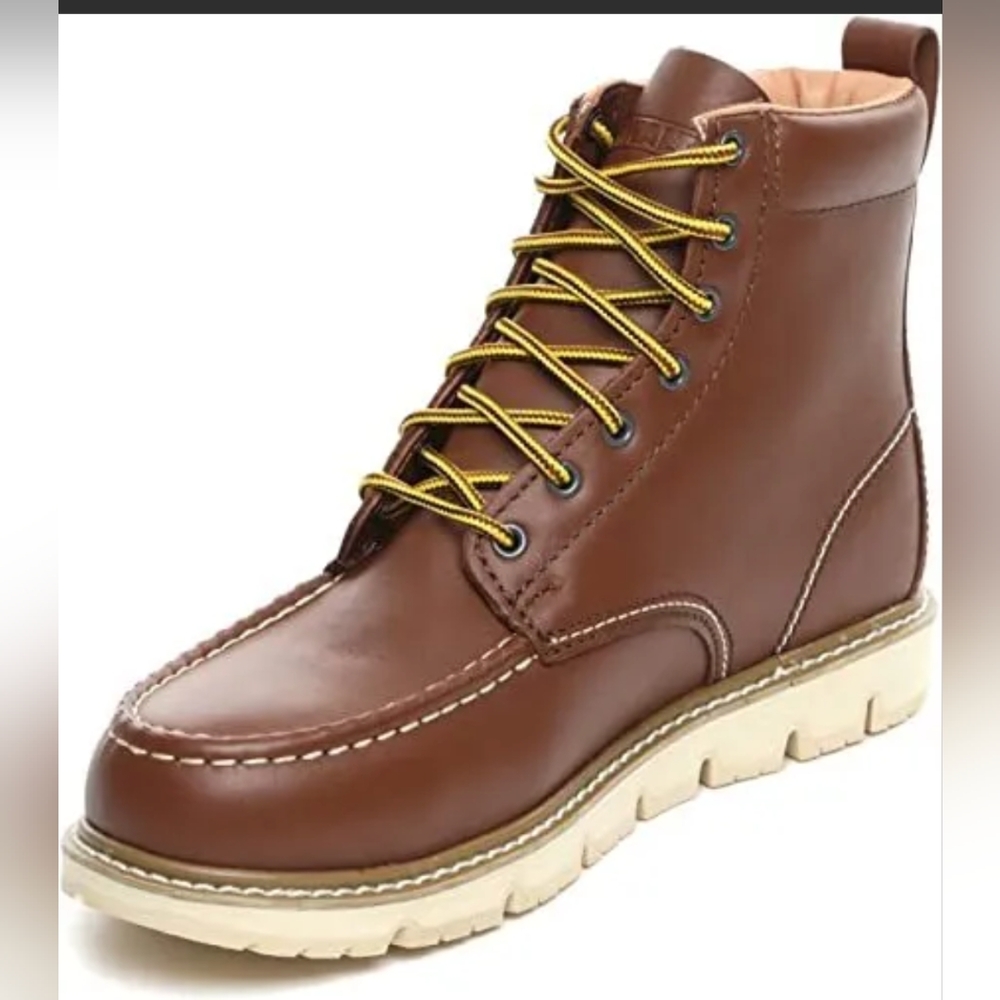 DEWALT Rockingham Men's 6" Full Grain Leather Wedge Work Boot — Size 12, Brown